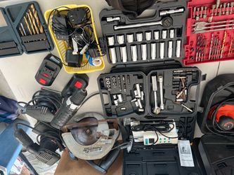 Assorted tools, electric power, and hand, etc., selling because we have to move Tables of used tools, electric power, and hand, etc., selling be