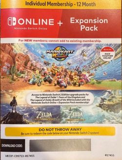 Nintendo Switch Online + Expansion Pack Individual Membership 12 Month Key Card