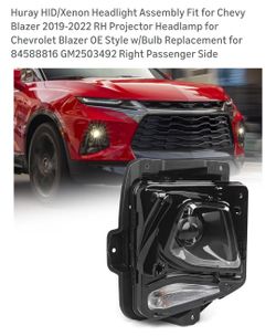 Huray HID/Xenon Headlight Assembly Fit for Chevy Blazer 2019-2022 RH Projector Headlamp for Chevrolet Blazer OE Style w/Bulb Replacement for 6 