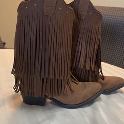 OLD WEST Fringed Leather Western Cowboy Boots 8125