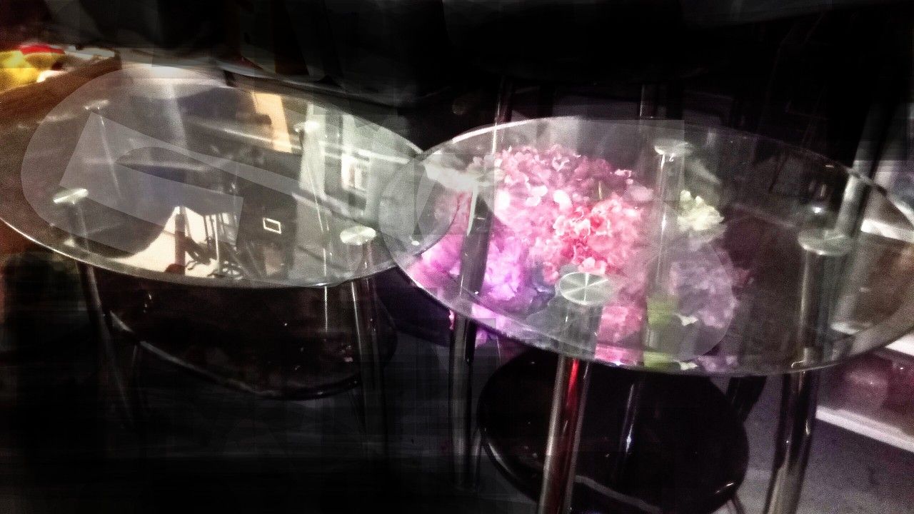 Glass Coffee Table & Matching End Tables W/ Chrome Legs.