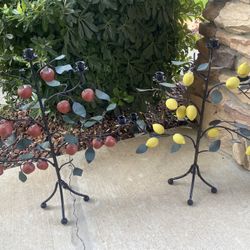 Set Of 2: Vintage Tyndale Lamp Co. wire tree candelabra (Apple and Lemon)