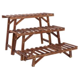 3 Tiered Assorted Size Plant Rack Stand 19.5 in. Tall Wood Stepped Garden Corner Flower Pots Holder Display Shelf