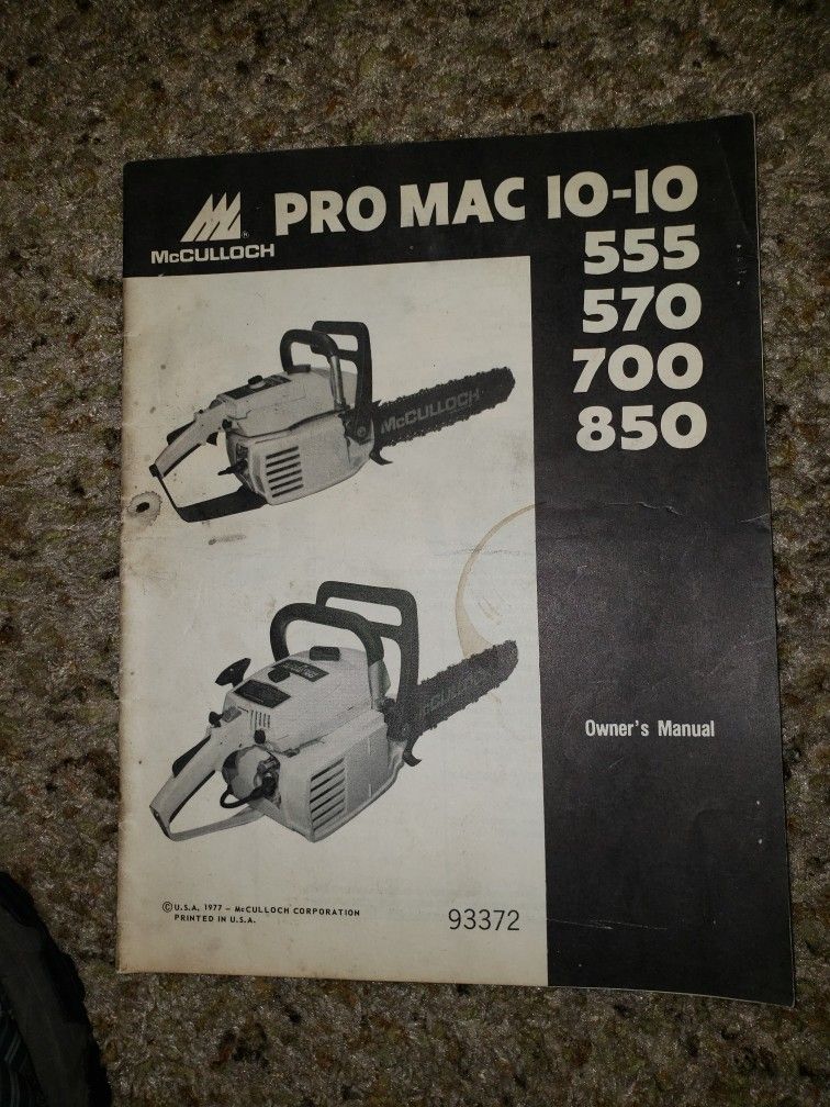 Mcculloch Owners Manual Pro Mac 10-10
