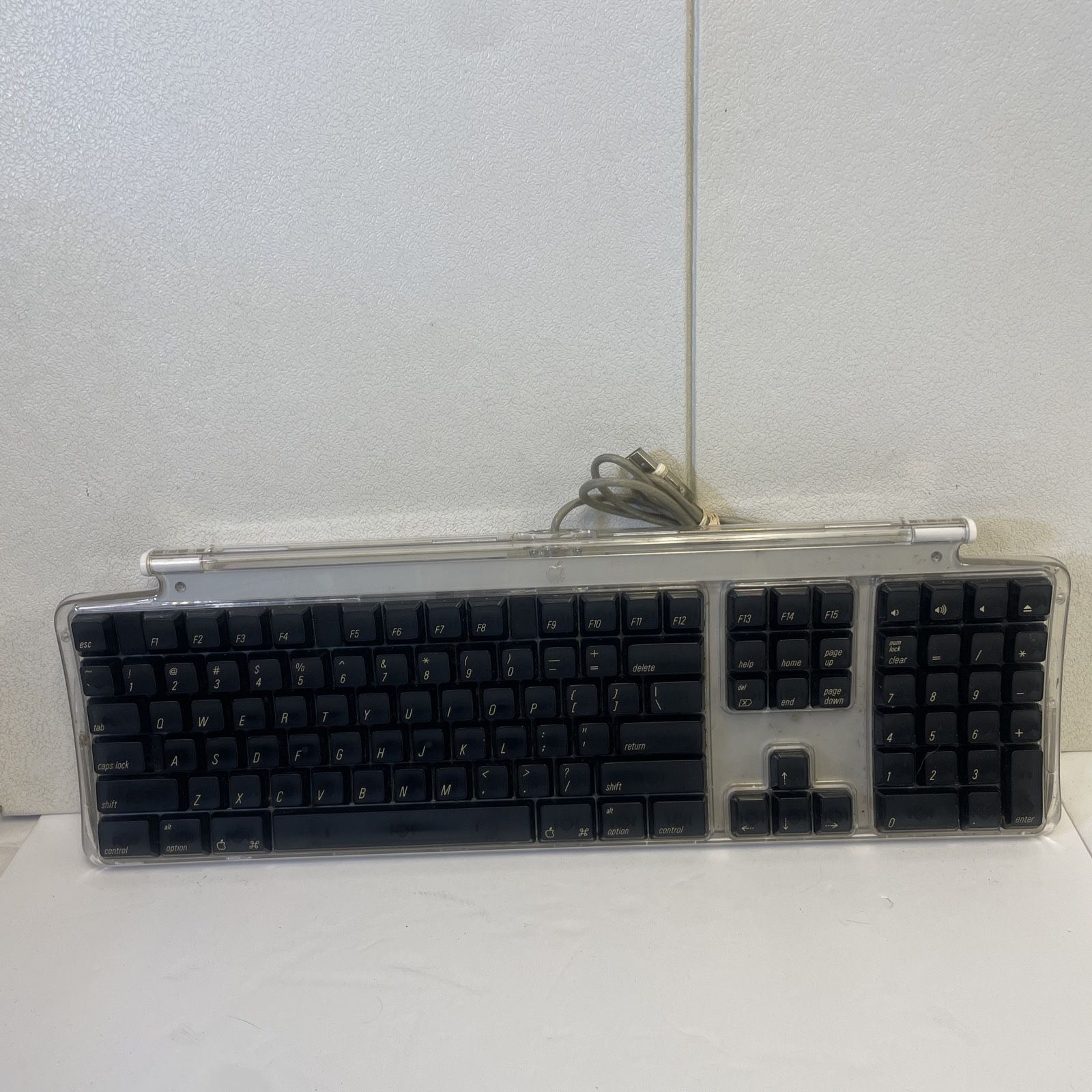 Vintage Apple M7803 PRO USB Wired Keyboard Clear Black 2000 - Tested