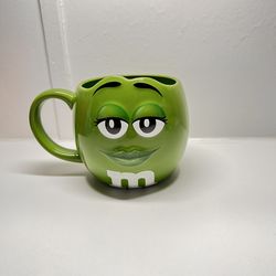 M&M's World Large Green Ceramic 3D Face Mug Collectable 2019 Micro & Dish Safe