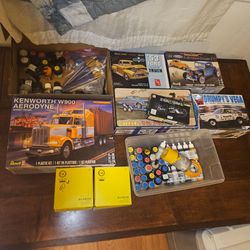 Plastic Model Car & Truck Kit Lot with Paints