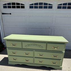 Made In USA Sage Green Long Dresser  65L X 17W X 35H