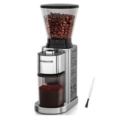 Aromaster Conical Coffee Bean Grinder, 48 Settings, Anti-Static, Sliver