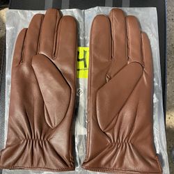 Men’s Leather Gloves, brown, medium 9”