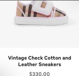 Burberry Toddler Shoes  ( Size Uk 19/ Us 4/4.5) Vintage Check Shoes (GREAT CONDITION) PRICE IS FIRM AND DISCOUNTED ALREADY
