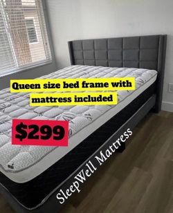 Queen size bed frame with mattress included