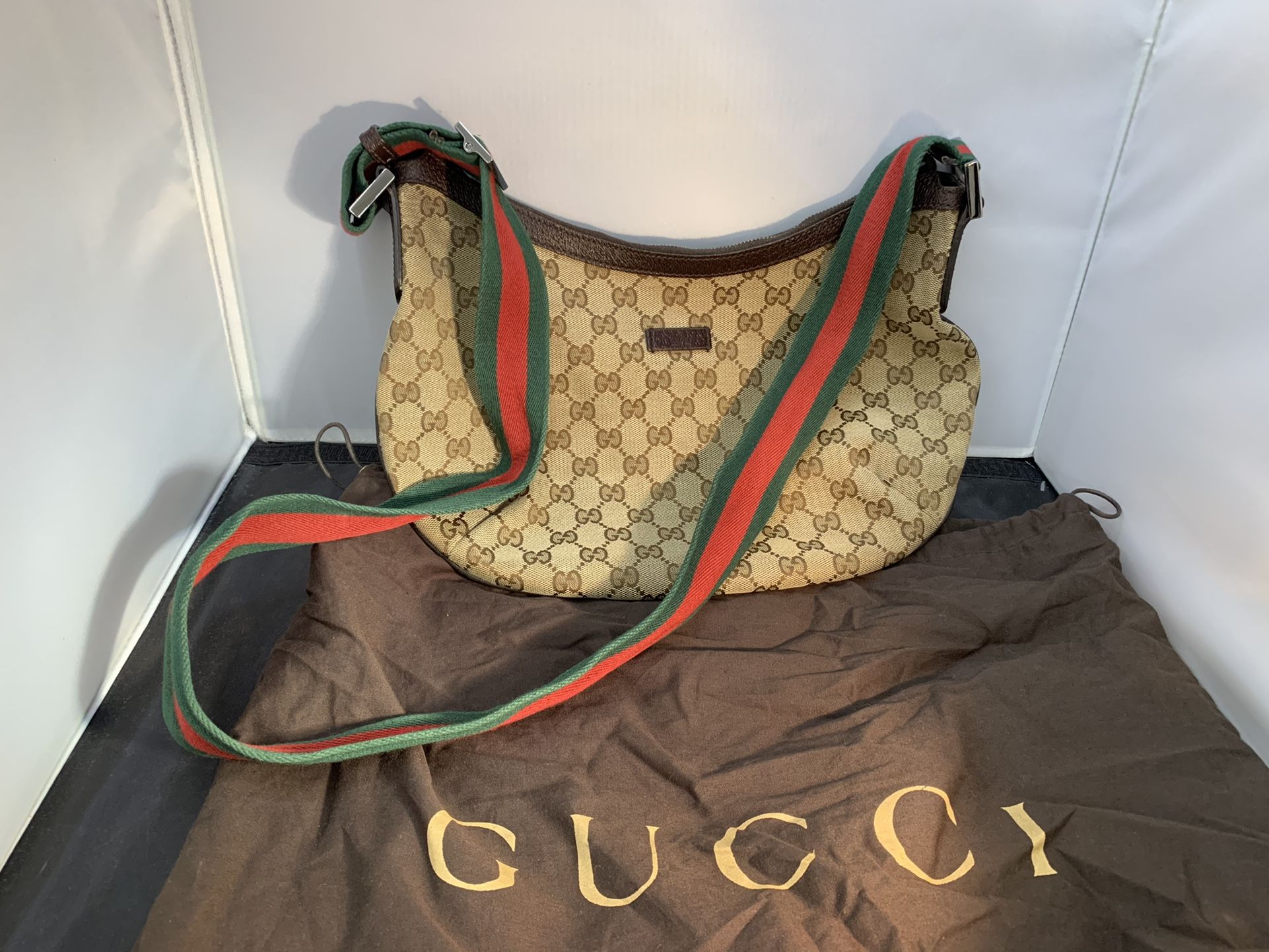 GUCCI Monogram Canvas Shoulder Bag