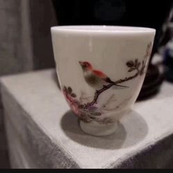 One Two Hall ~ All hand-drawn embryo hand-painted pastel flower and bird master cup, Tianxiang Qingy