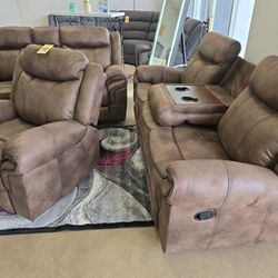 Sofa Set 3pc Gliders Recliners 