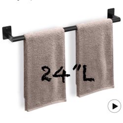 Bathroom Towel Bar, 24 Inch Towel Racks for Bathroom Wall Mounted, Heavy Duty Hand Towel Holder Organizer, Modern Home Decor Towel Rod, Matte Black Si