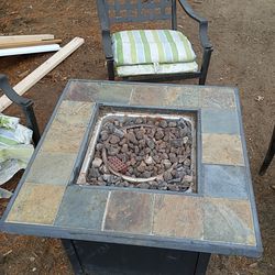 Outdoor propane fire pit and patio set
