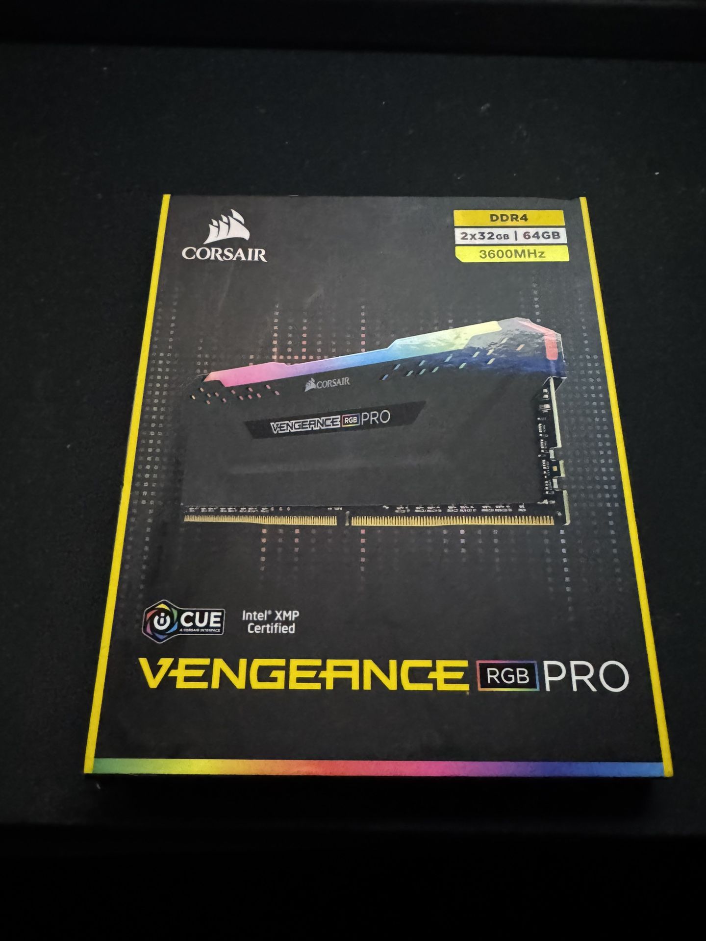 CORSAIR VENGEANCE RGB PRO DDR4 RAM 64GB (2x32GB) 3600MHz CL18-22-22-42 1.35V Intel AMD Desktop Computer Memory - Black (CMW64GX4M2D3600C18)