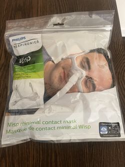 NEW, NEVER OPENED. Phillips Respironics Wisp Nasal Mask, Tube & 5 Spare Nose Cushions
