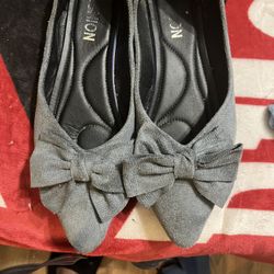 Gray Ladies Shoes Flats Size 10 Worn Once