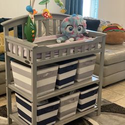 Assembled Diaper Changer (Striped Baskets not Included In Price)