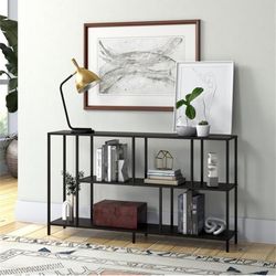 Henn & Hart Matte Black Console Table Shelf 52” Wide West Elm Dupe