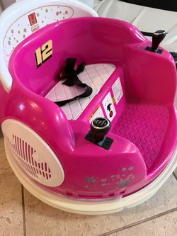 Toddler Bumper Car with 5-Point Safety Belt, 12V Electric Baby, , Music & 360 Degree Spin, Battery Powered Ride On Car Toy with Remote Control (Pink)