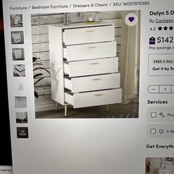 White Dresser With Gold Handles