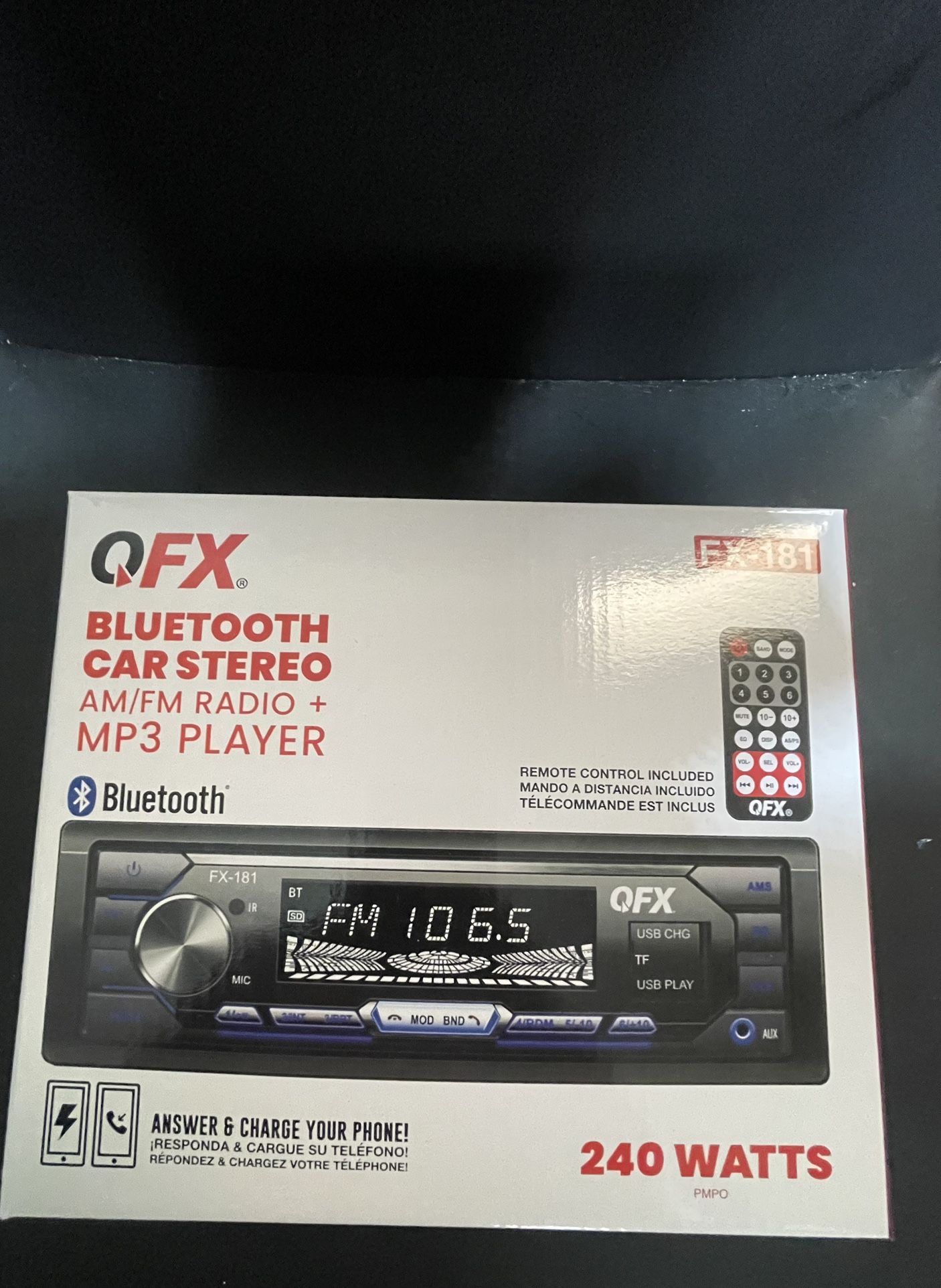 QFX FX-181 Bluetooth Car Stereo AM/FM Radio + MP3 Player.