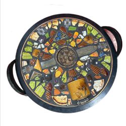 CARLOYN MACHADO Mixed Media Artwork Tray Very Rare Signed Listed artist 16in 