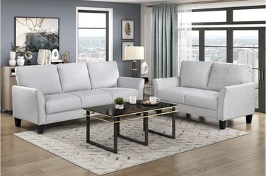 💎2 PIECE SOFA LOVESEAT SET COUCH SILLON TEXTURED GRAY FABRIC2 PIECE SOFA LOVESEAT SET COUCH SILLON TEXTURED GRAY FABRIC💎