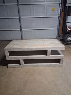Rustic Wood Coffee Table with Open Shelf