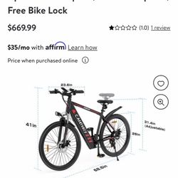Bike Electric Camp not 350w 21 Speed 36v/10.4 Ah