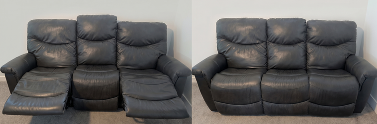 La-Z-Boy Grey Leather 3-Seat Recliner Sofa – Like New – Meridian, ID