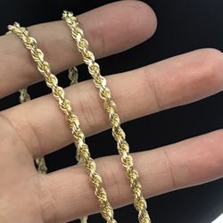 Rope Gold Chain Solid 10K New 