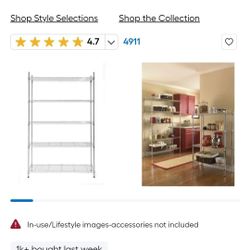 Style Selections 5 -Tier Chrome Metal Utility shelving unit with Wire Shelves 48x18x72