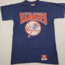 Vintage 90s New York Yankees MLB Nutmeg Mills T-Shirt Single Stitch Men's XL