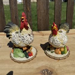  Rooster And Chicken Candle Holders Set
