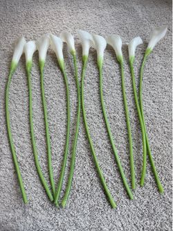 10pcs Calla Lilies Artificial Flower,26'' Long Stem Artificial Calla Lily Flowers,Realistic Arum Lilies for Home Decor Centerpiece,White