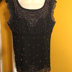 Elegant women's blouse with beads.Size 12 $30.