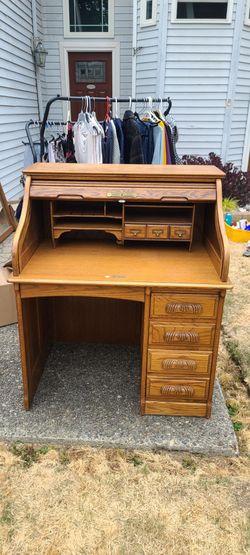 Vintage oak roll top desk