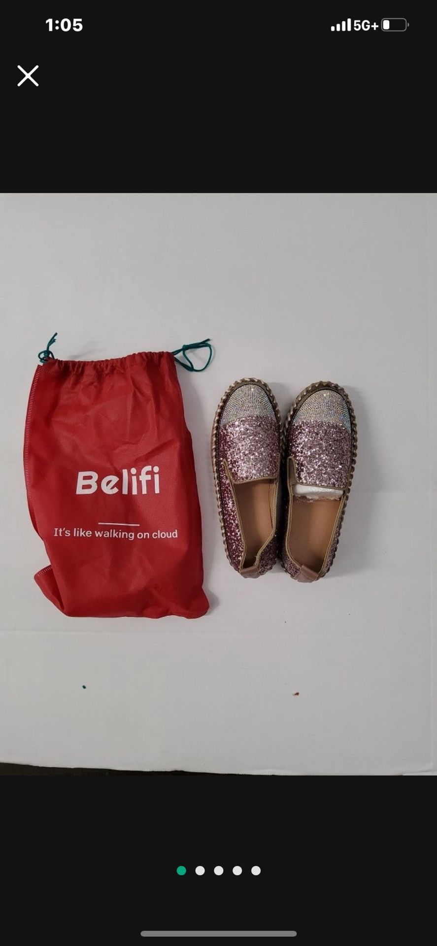 Belifi Pink & Silver Flats Size 8 - brand new