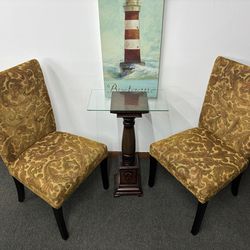Pair of Upholstered Accent / Dining Chairs – Elegant Pattern