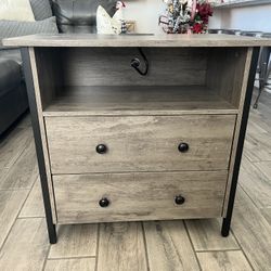 Wooden LED Nightstand/Bedside Table 