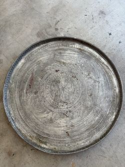 Large Turkish Round Engraved Metal Tray