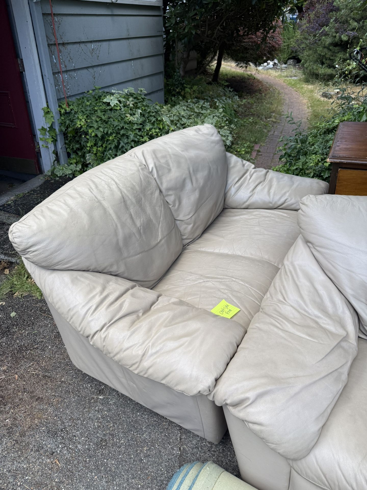 Tan Leather Couch And Matching Loveseat