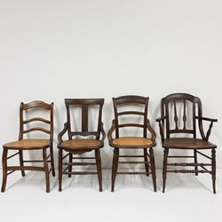 ✨ Vintage Eclectic Cane Seat Chairs - Set of 4 ✨
