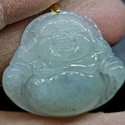 Burmese Jadeite Jade TypeA Icy Pendant Lucky Buddha. 