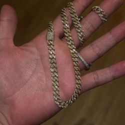 14k 7mm YG natural VS1 6.45ct cuban chain 20”