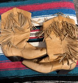Fringed Leather Cowboy Boots